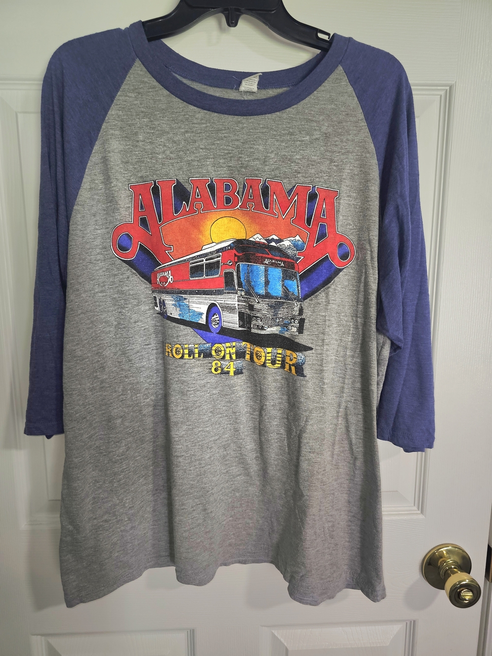 Alabama Band Shirt "Roll On Tour 84 Tour Bus" Graphic Baseball Tee XL